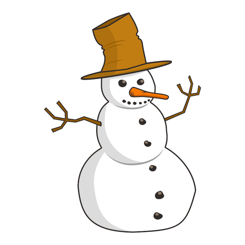 Super Cute Snowman Line Drawing in Color